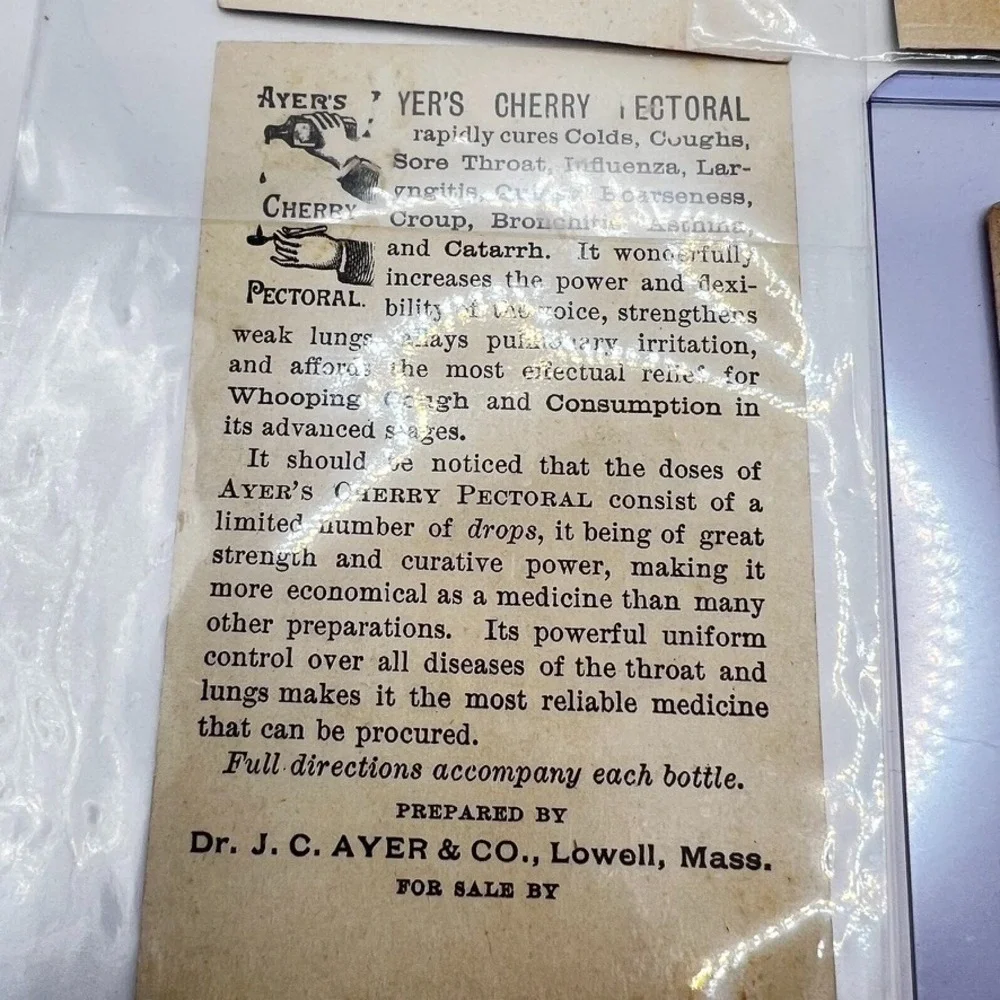 Vtg Advertising Trading Card - 4 Ayer's Cherry Pectoral Lowell MASS Pharmacy